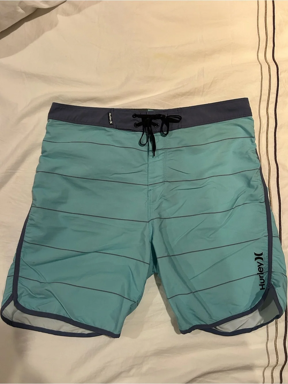 Hurley Men's Teal Swim Trunks with Navy Trim